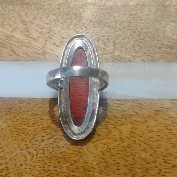 Red Jasper Marcasite Silver Ring, Size 9 - Picture 2 of 6